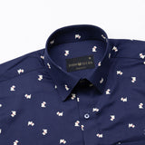 Priontail Piscine Navy Blue Printed Cotton Shirt