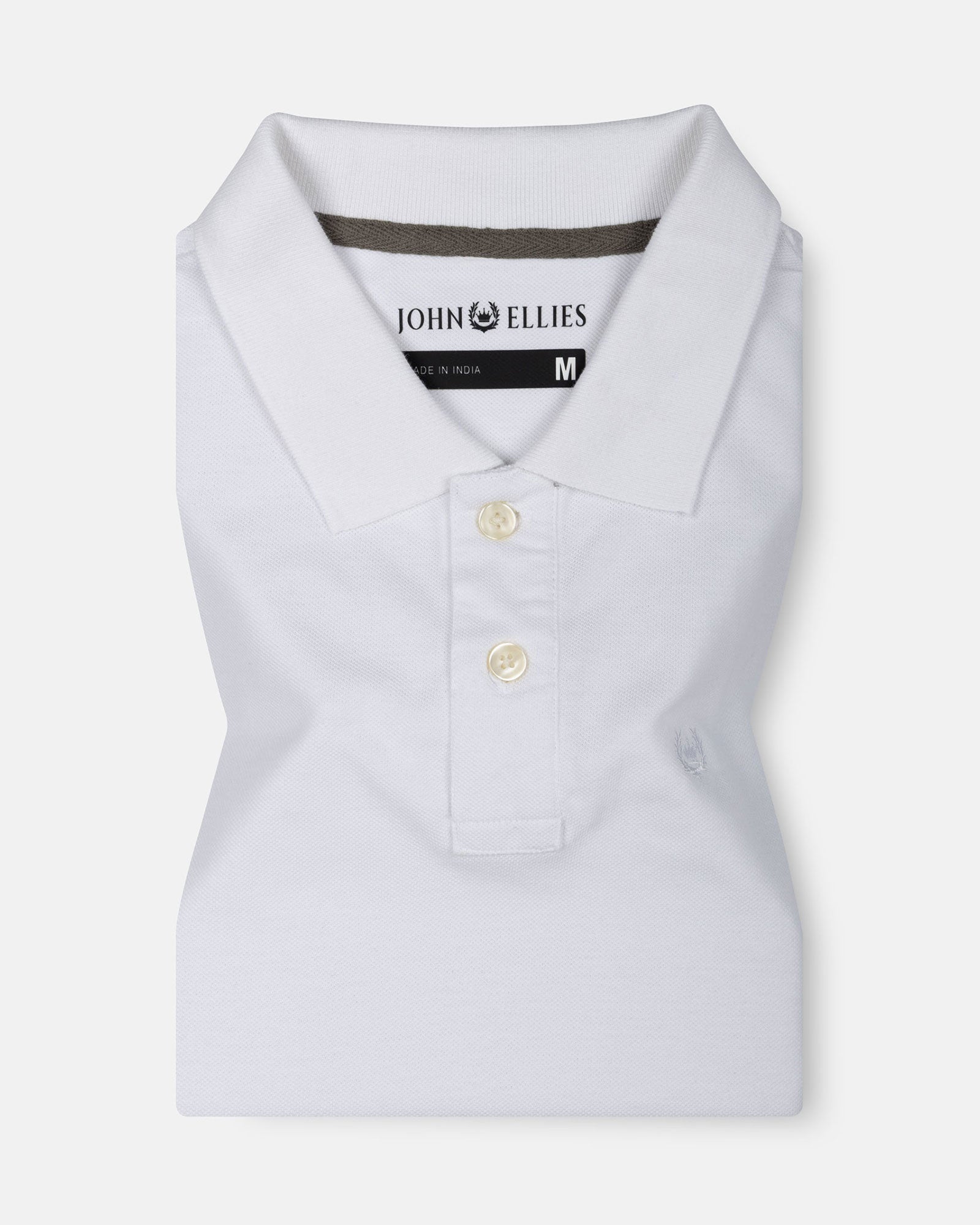 Arcadia White Cotton Plain Polo T-Shirt - John Ellies