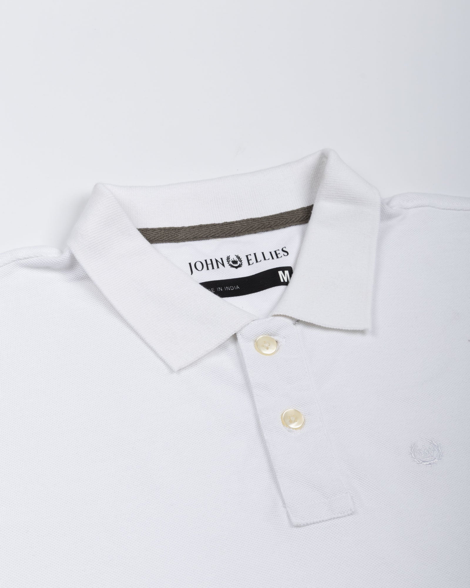 Arcadia White Cotton Plain Polo T-Shirt - John Ellies