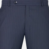 Mornex Navy Blue Stripe Formal Cotton Pant - John Ellies