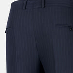 Mornex Navy Blue Stripe Formal Cotton Pant - John Ellies