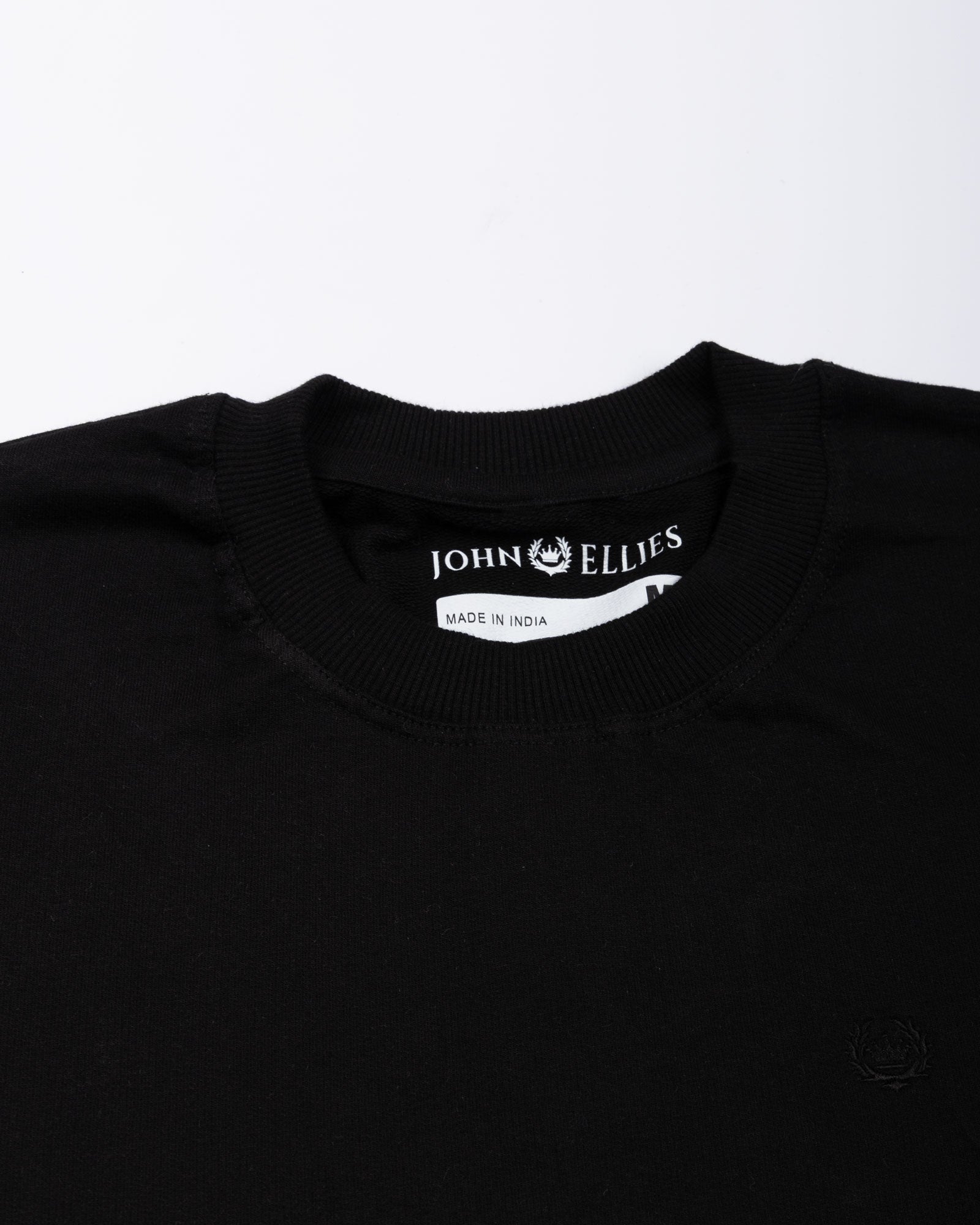 Naxet Black Cotton Plain Oversized T-Shirt - John Ellies