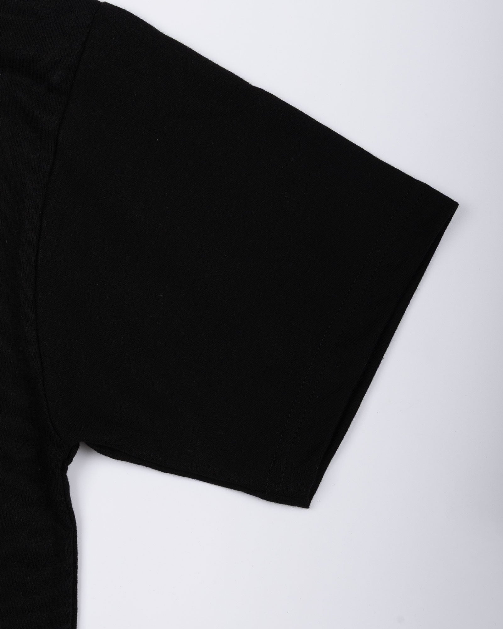 Naxet Black Cotton Plain Oversized T-Shirt - John Ellies
