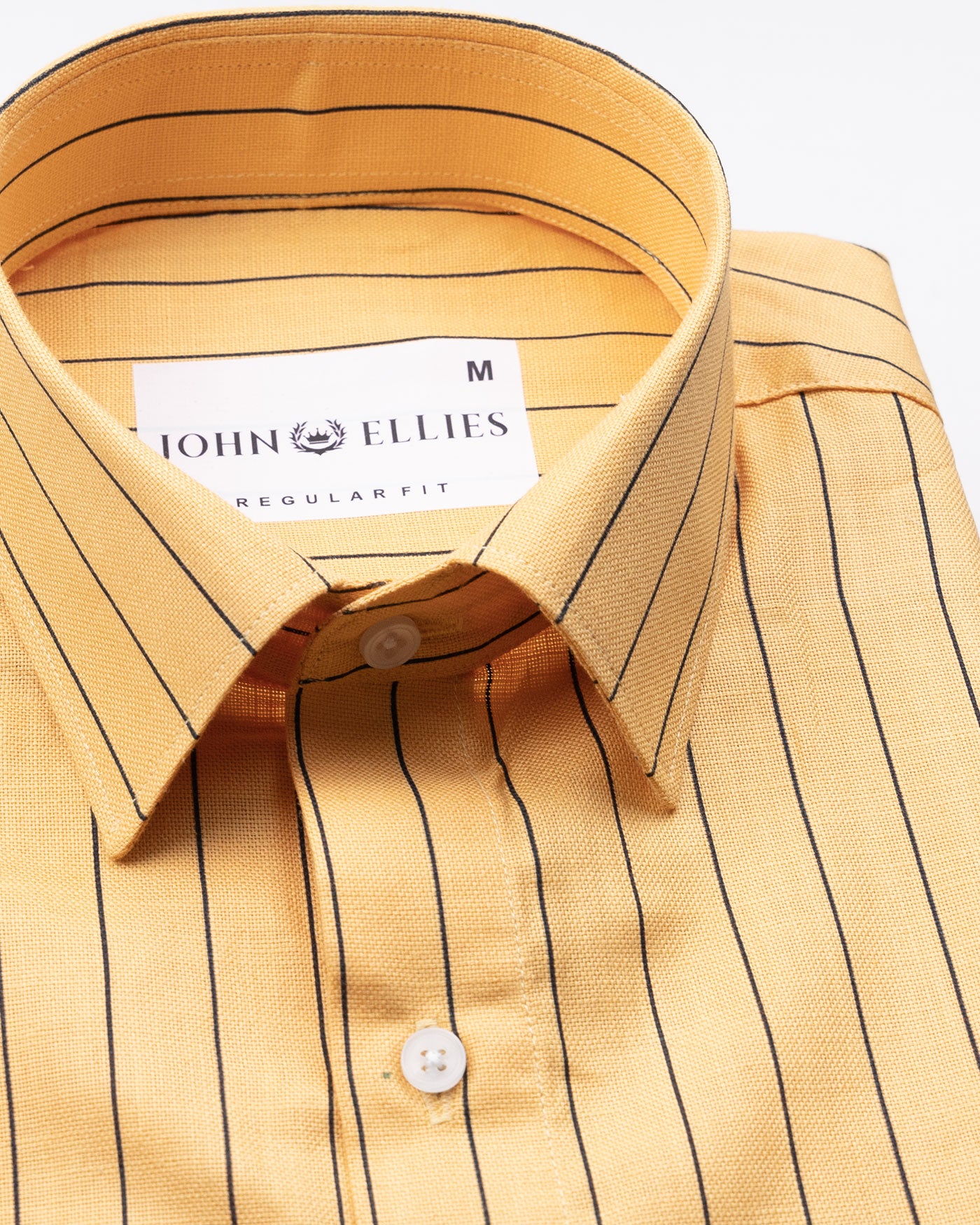 Orkney Premium Jaune Yellow Stripe Cotton Linen Shirt - John Ellies