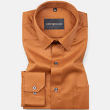 Alykaso Orange Wrinkle Free Cotton Shirt