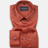 Alykaso Rust Brown Wrinkle Free Cotton Shirt