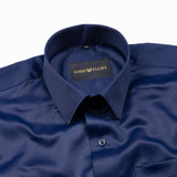 Alykaso Navy Blue Wrinkle Free Cotton Shirt