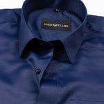 Alykaso Navy Blue Wrinkle Free Cotton Shirt - John Ellies