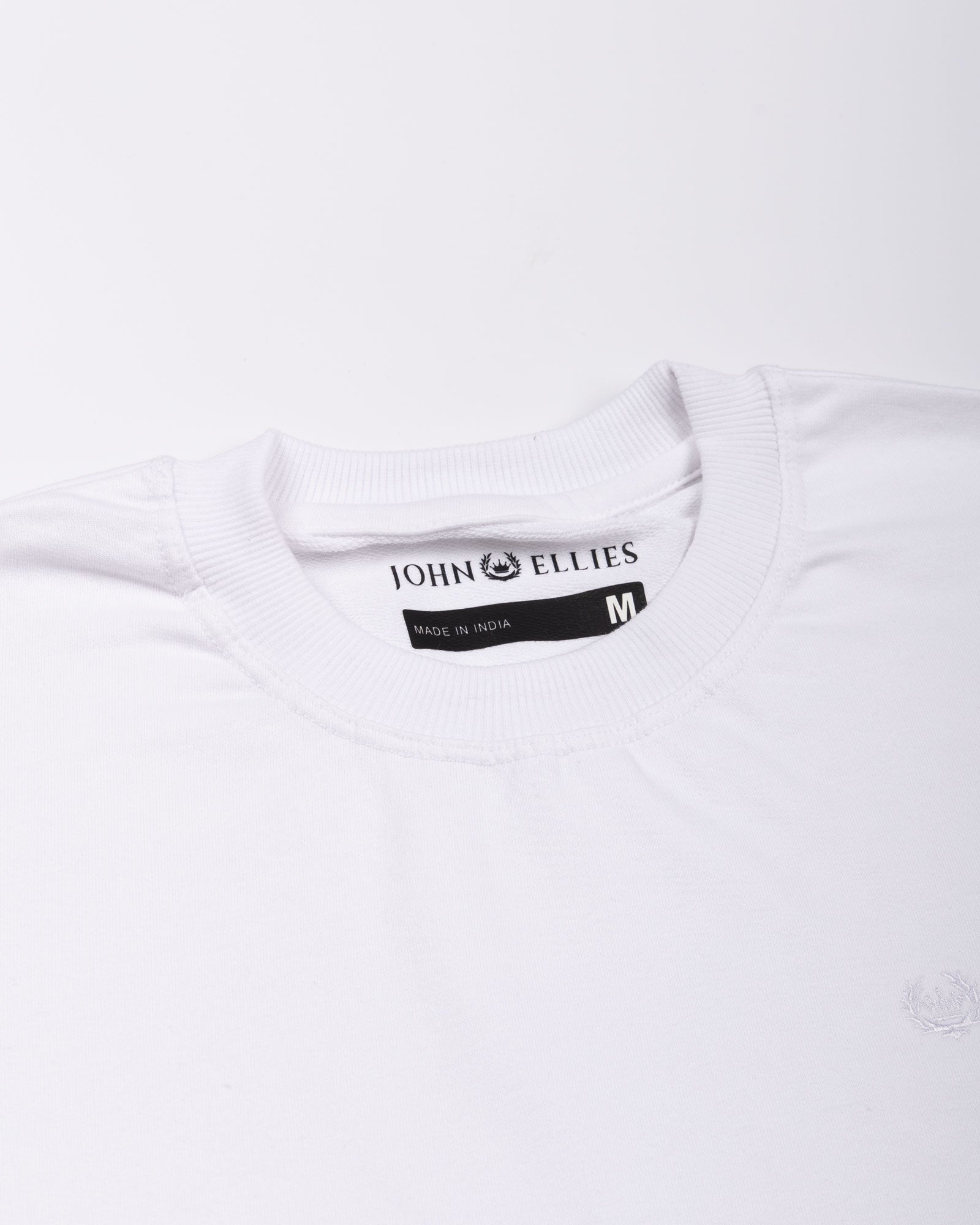 Naxet White Cotton Plain Oversized T-Shirt - John Ellies