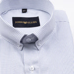 Siento Felix Grey Stripe Oxford Cotton Shirt - John Ellies