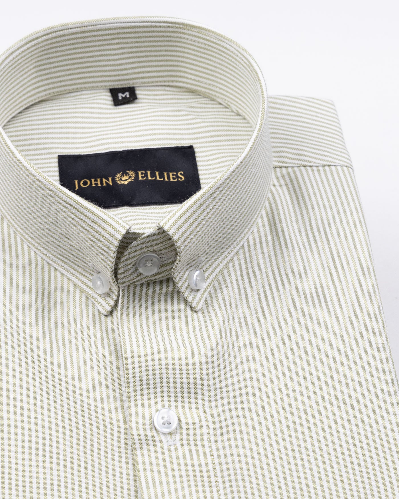 Siento Felix Olive Stripe Oxford Cotton Shirt - John Ellies