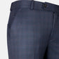 Amber Navy Blue Checked Formal Cotton Pant - John Ellies