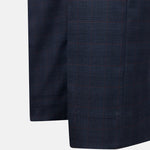 Amber Navy Blue Checked Formal Cotton Pant - John Ellies