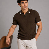 Austen Brown Cotton Polo T-Shirt