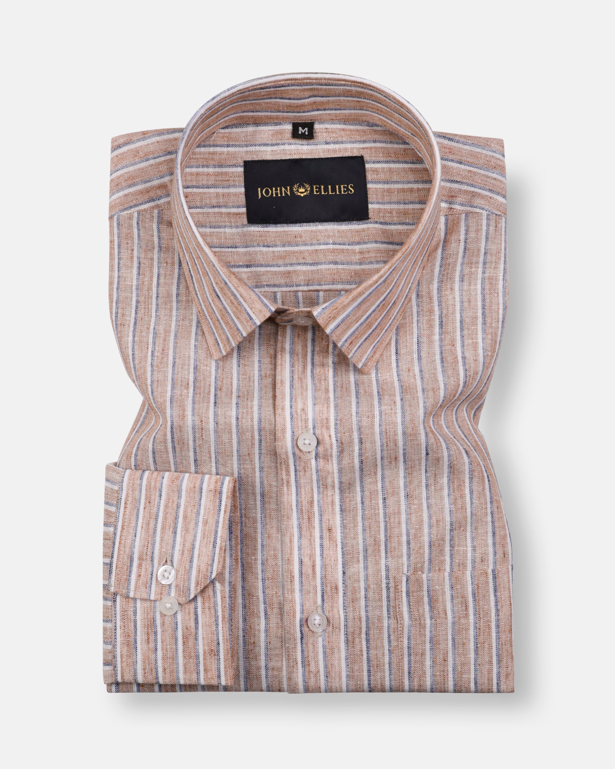 Zenith Hematite Brown Stripe Linen Shirt