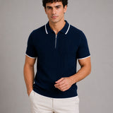 Austen Navy Blue Cotton Polo T-Shirt