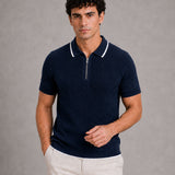 Austen Navy Blue Cotton Polo T-Shirt