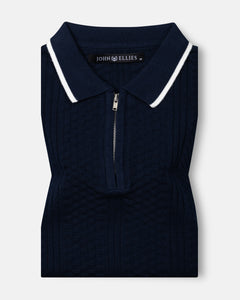 Austen Navy Blue Cotton Polo T-Shirt - John Ellies