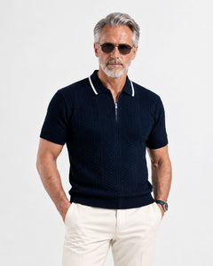 Austen Navy Blue Cotton Polo T-Shirt