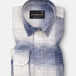 Elysium Off White and Navy Checks Linen Shirt - John Ellies