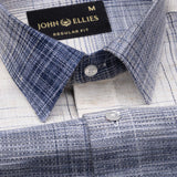 Elysium Off White and Navy Checks Linen Shirt - John Ellies