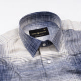 Elysium Off White and Navy Checks Linen Shirt - John Ellies