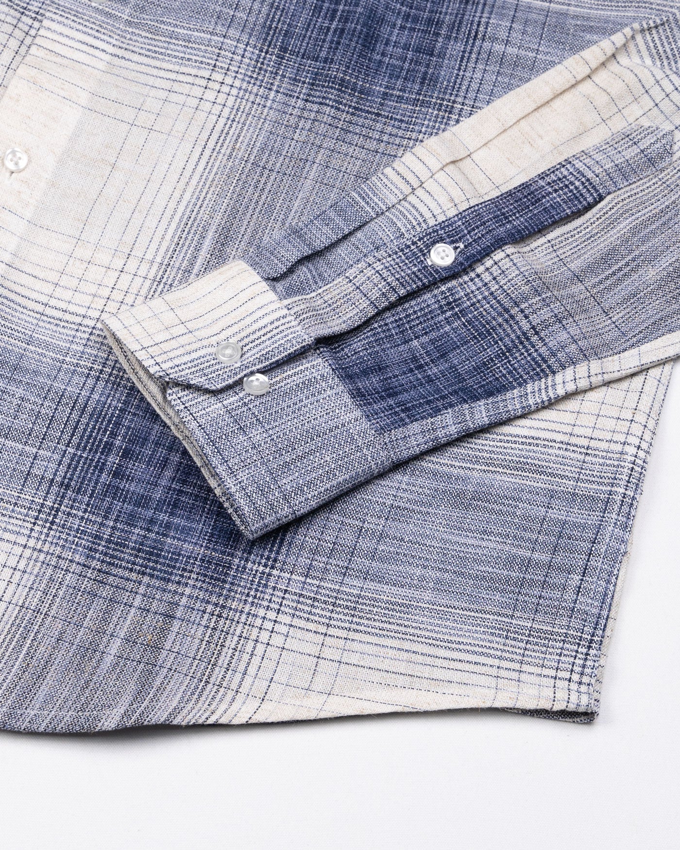 Elysium Off White and Navy Checks Linen Shirt - John Ellies