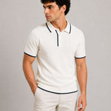 Alberan White Cotton Polo T-Shirt