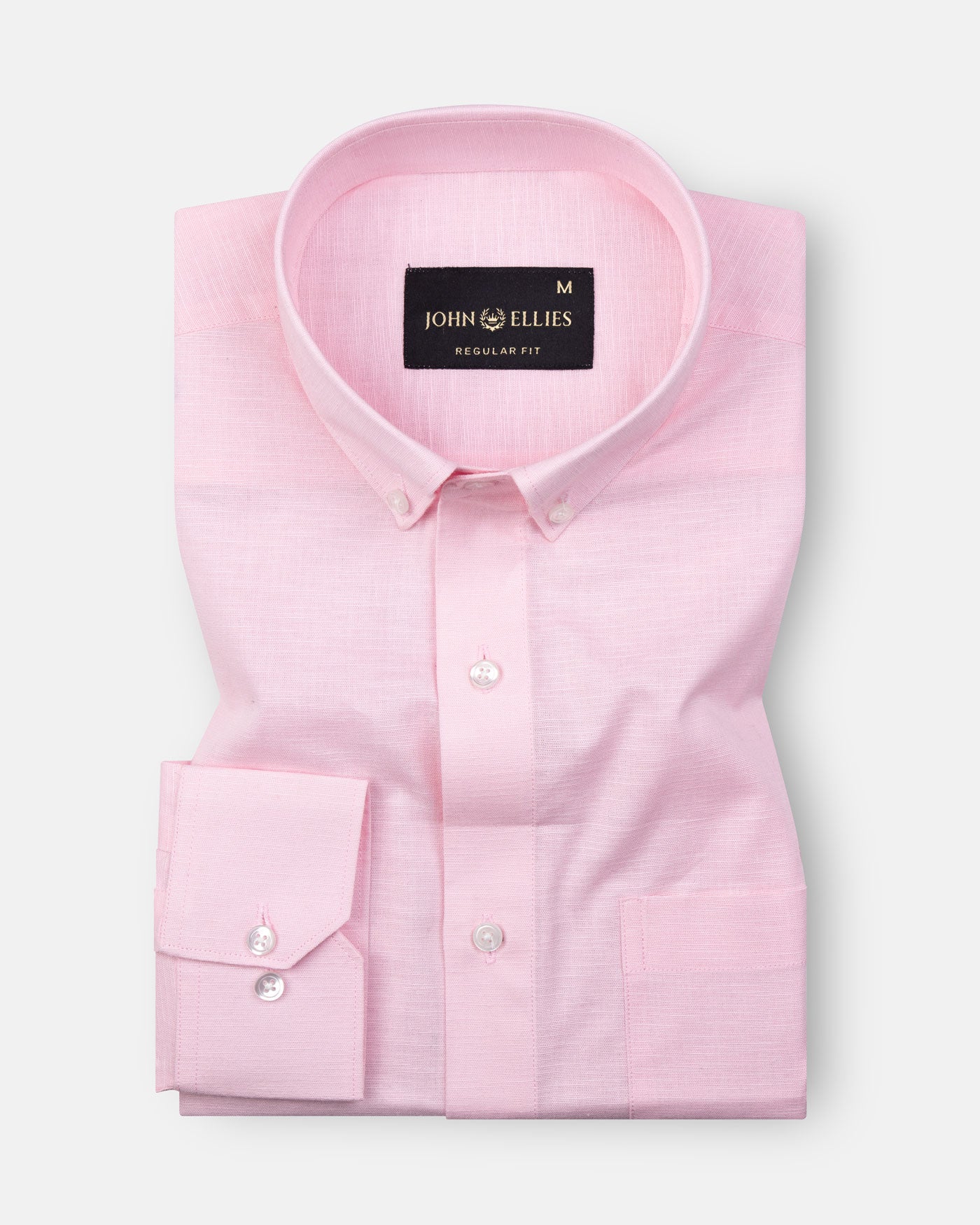 Classiccontour Froly Pink Plain Linen Button Down Shirt - John Ellies