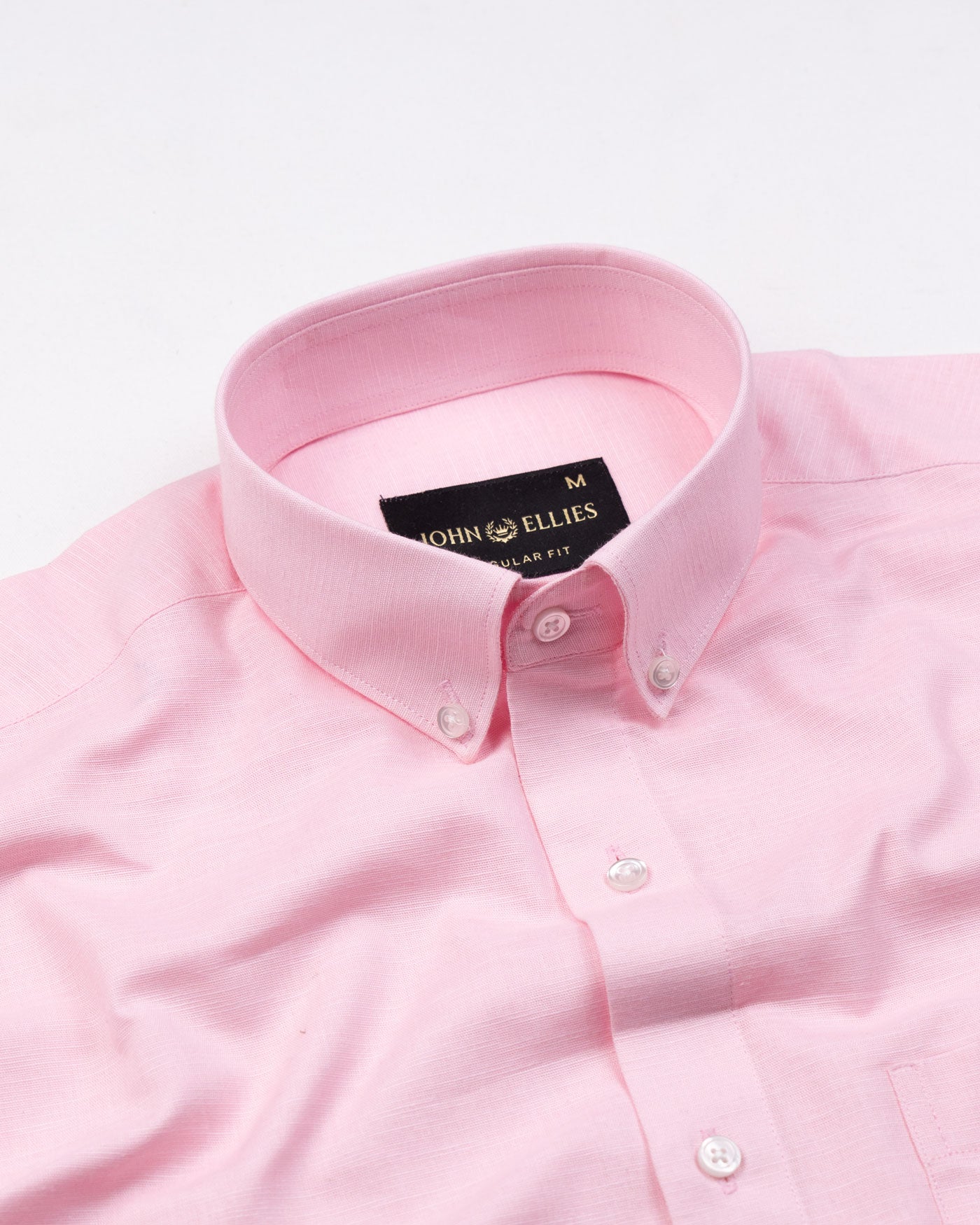 Classiccontour Froly Pink Plain Linen Button Down Shirt - John Ellies