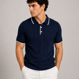 Alberan Navy Blue Cotton Polo T-Shirt