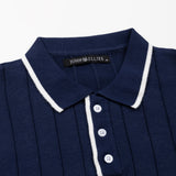 Alberan Navy Blue Cotton Polo T-Shirt - John Ellies