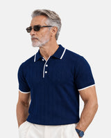Alberan Navy Blue Cotton Polo T-Shirt