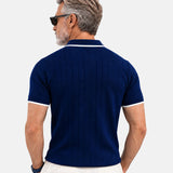 Alberan Navy Blue Cotton Polo T-Shirt