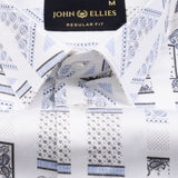 Artistryaegis White and Blue Cotton Printed Shirt - John Ellies