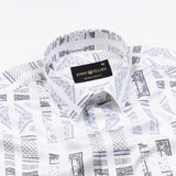 Artistryaegis White and Blue Cotton Printed Shirt - John Ellies