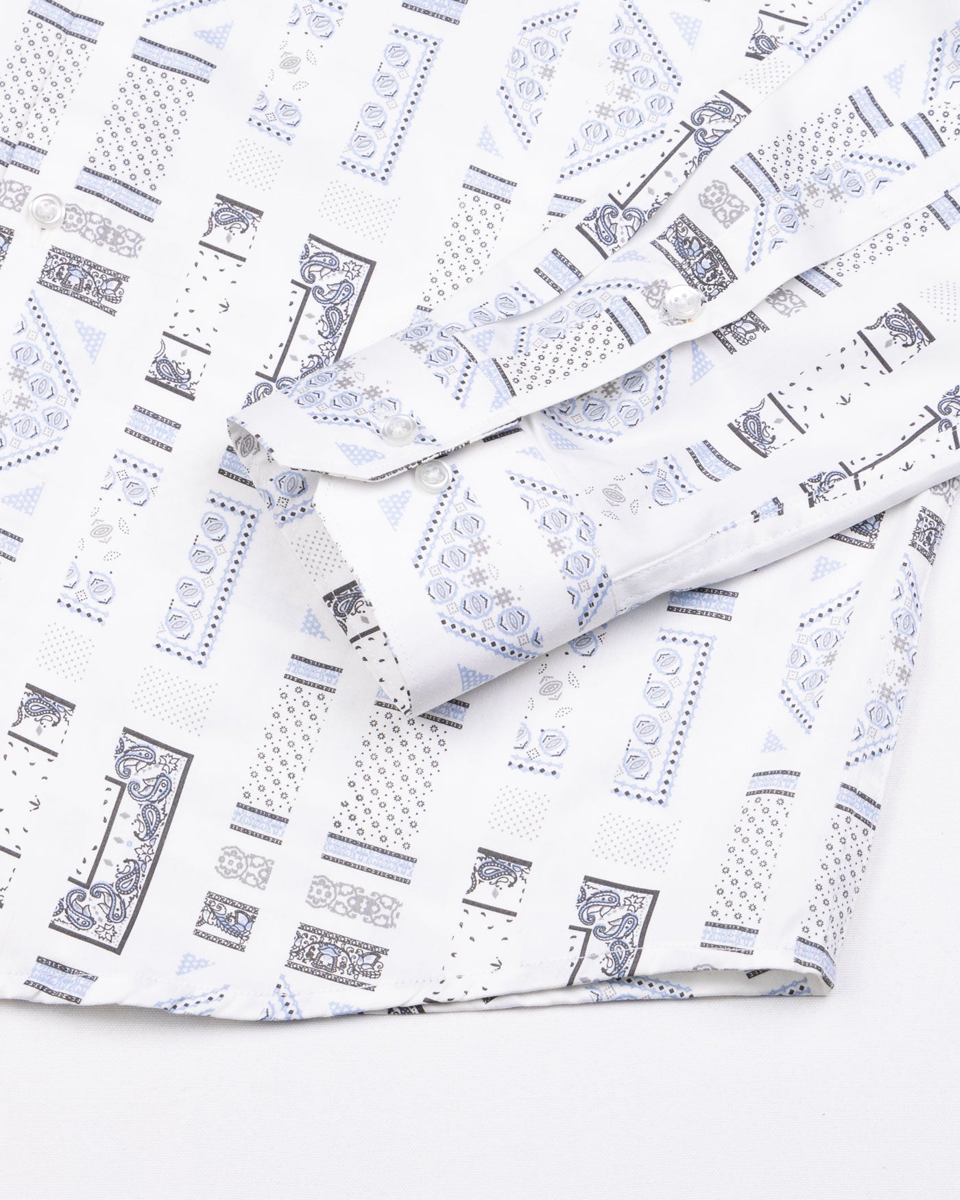 Artistryaegis White and Blue Cotton Printed Shirt - John Ellies