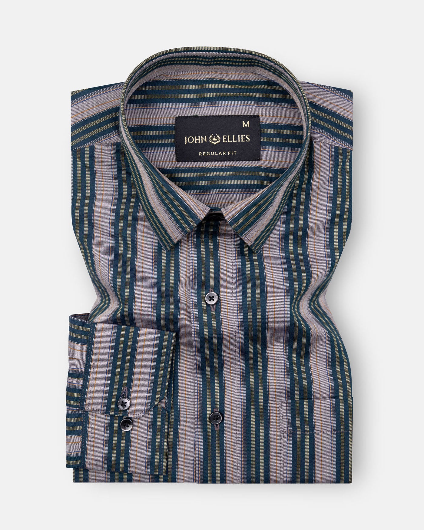 Clemence Everglade Green Cotton Stripes Shirt - John Ellies