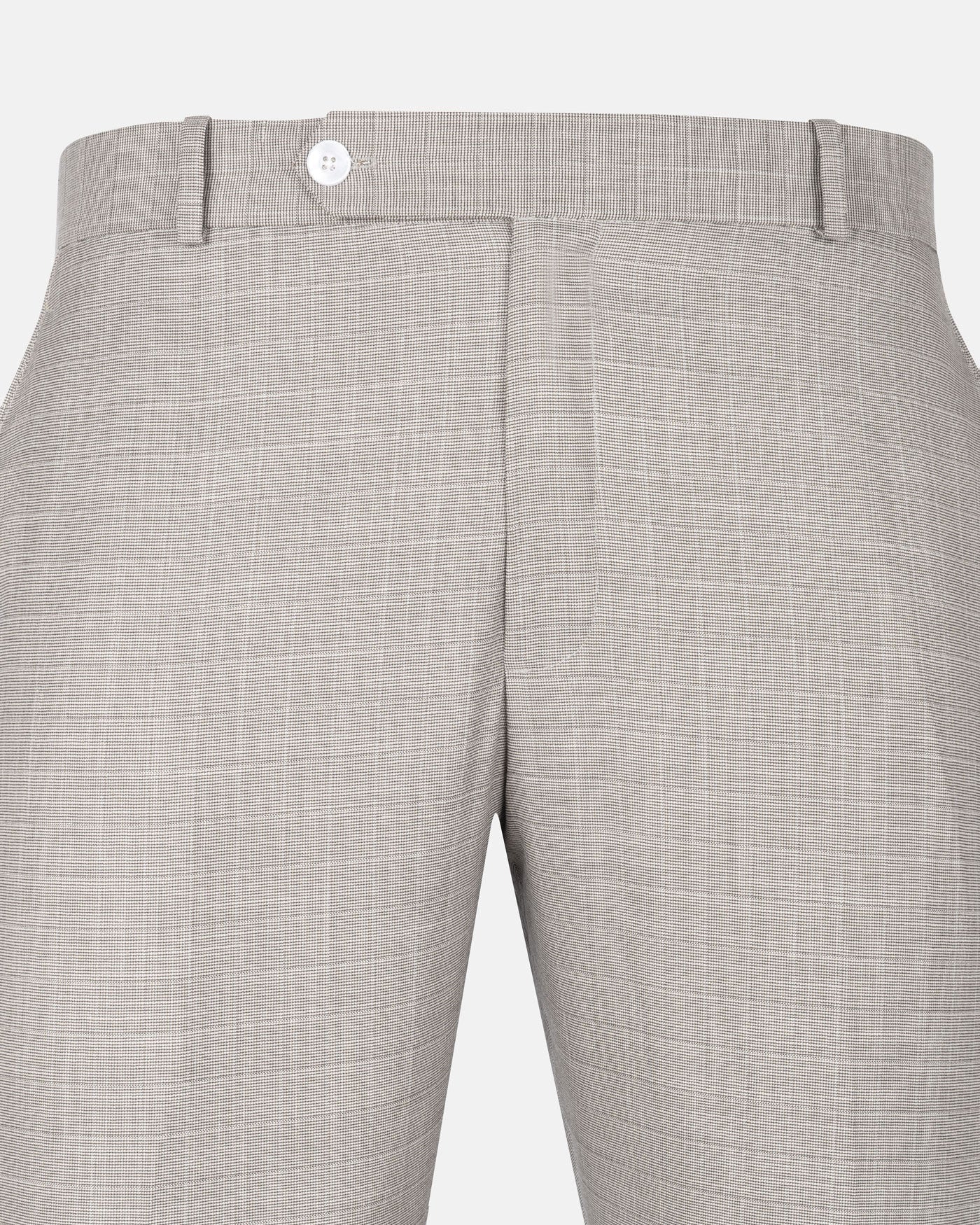 Dranix Cream Checked Cotton Pant - John Ellies