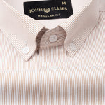 Siento Felix Orange Single Stripe Oxford Cotton Shirt - John Ellies