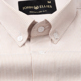 Siento Felix Orange Single Stripe Oxford Cotton Shirt - John Ellies