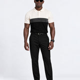 Alberan Black With Grey Cotton Polo T-Shirt