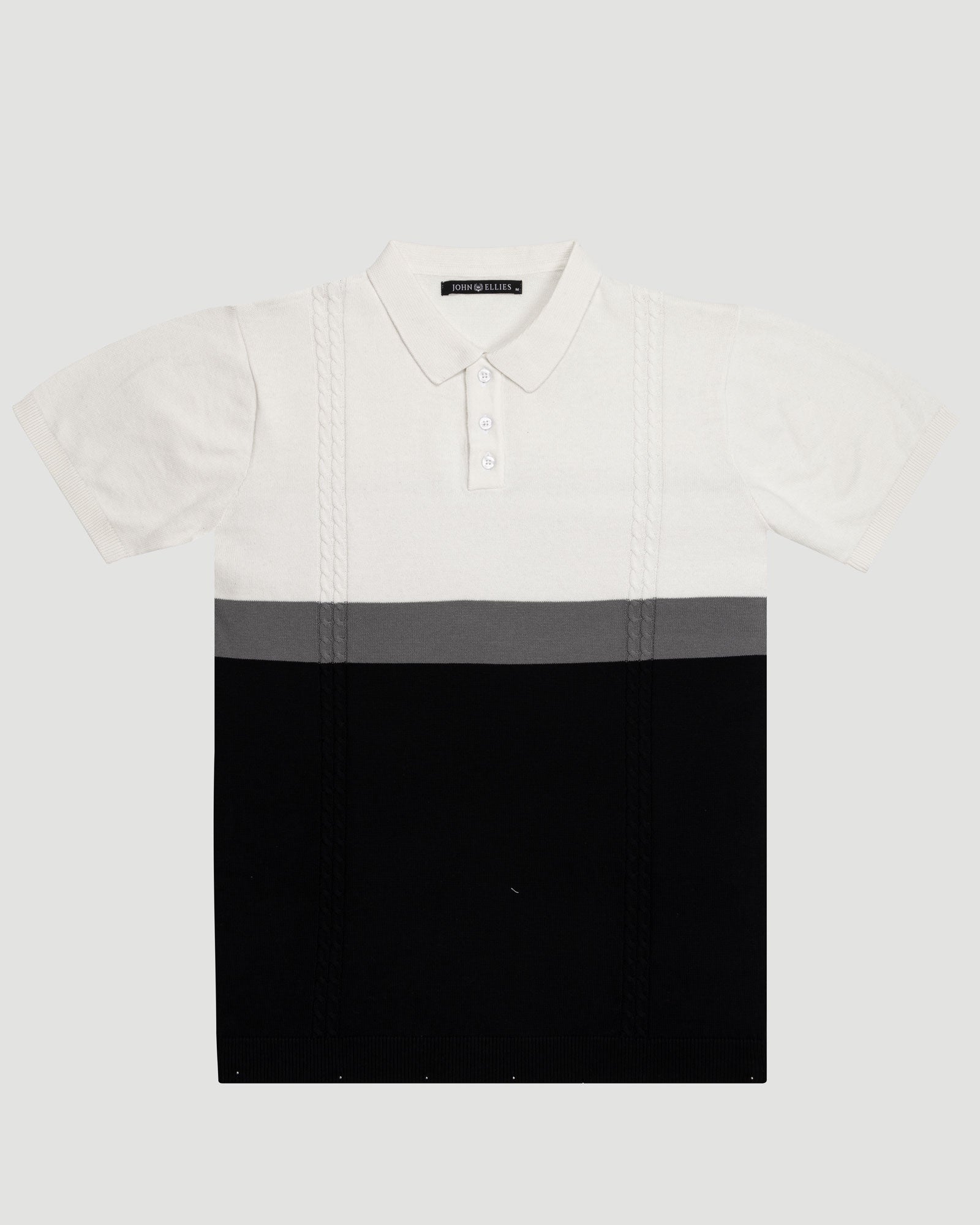 Alberan Black With Grey Cotton Polo T-Shirt - John Ellies