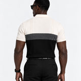 Alberan Black With Grey Cotton Polo T-Shirt