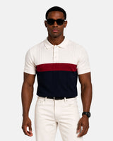 Alberan Navy With Red Cotton Polo T-Shirt