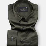 Montor Soldier Green Premium Satin Men's Shirt - John Ellies