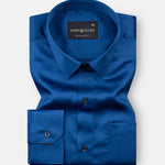 Montor Sapphire Blue Satin Men's Shirt - John Ellies