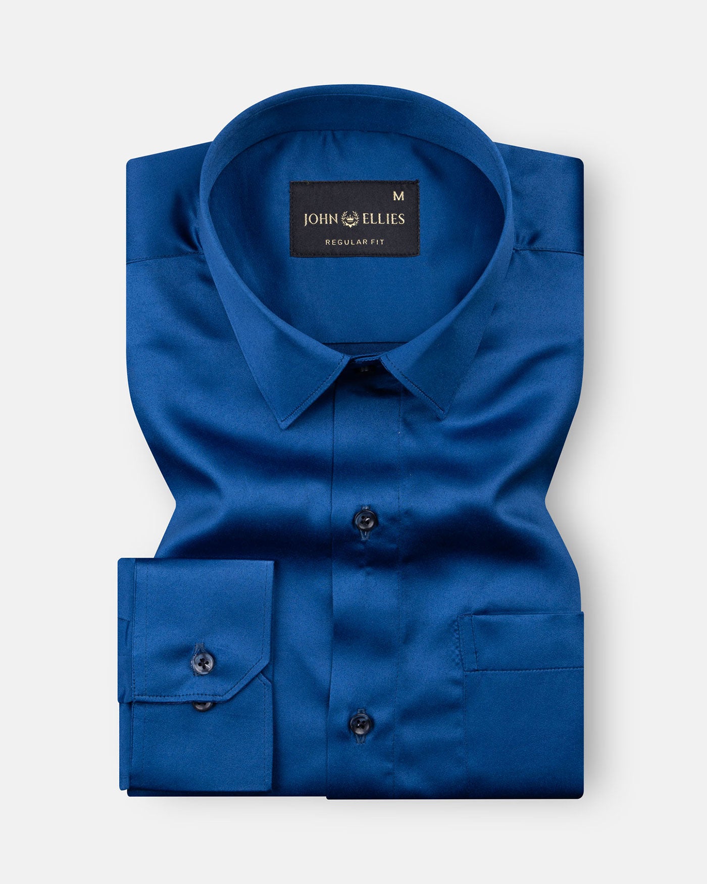 Montor Sapphire Blue Satin Men's Shirt - John Ellies