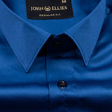 Montor Sapphire Blue Satin Men's Shirt - John Ellies