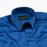 Montor Sapphire Blue Satin Men's Shirt - John Ellies